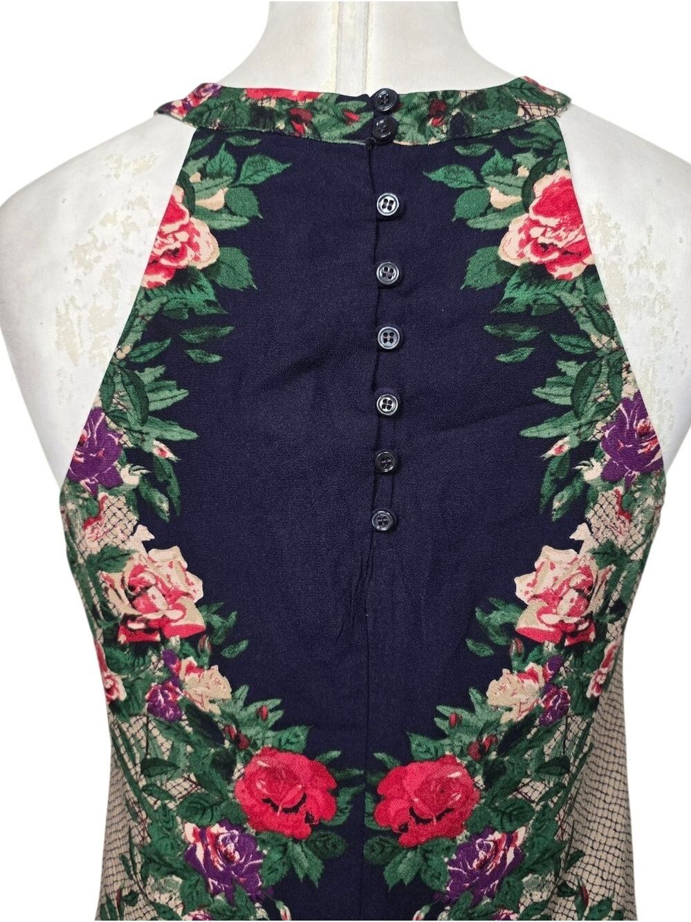 One Clothing Floral Mini Dress Blue Red Green Purple S - Picture 7 of 11